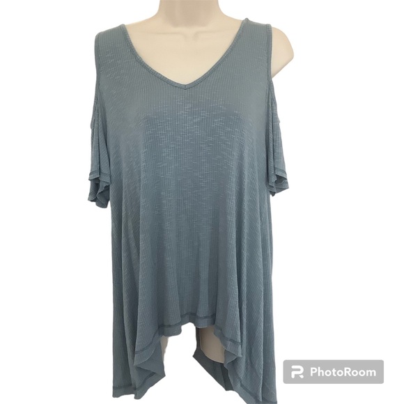 Anthropologie Tops - NWT Anthropologie Maronie Womens Cold Shoulder M Ribbed Asymmetrical Top Tunic